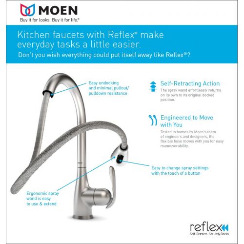  Moen 7594CSL Arbor One-Handle High Arc Pulldown Kitchen Faucet Featuring Reflex, Classic Stainless