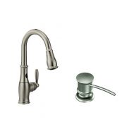 Moen Brantford Motionsense Two-Sensor Touchless One-Handle High-Arc Pulldown Kitchen Faucet Featuring Reflex, Spot Resist Stainless (7185ESRS) with Kitchen Soap and Lotion Dispense