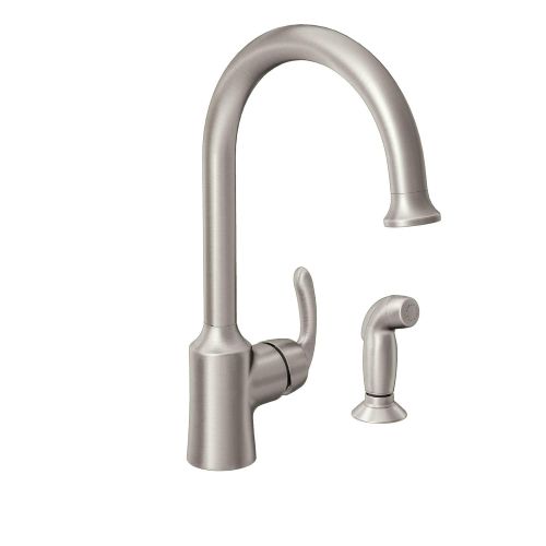  Moen 87301SRS High Arc Kitchen Faucet with Side Spray from the Bayhill Collection, Spot Resist Stainless