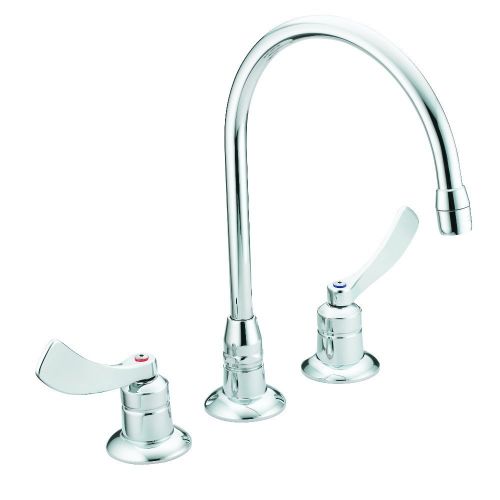  Moen 8225SMF15 Commercial M-Dura Widespread Kitchen Faucet with 4-Inch Smooth Wrist Blade Handles and 8-Inch Spout Reach, 1.5-gpm, Chrome