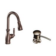 Moen Brantford One-Handle High Arc Pulldown Kitchen Faucet, Oil Rubbed Bronze (7185ORB) with Kitchen Soap and Lotion Dispenser