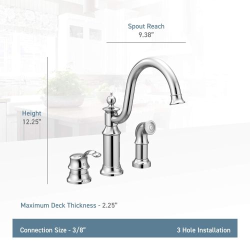  Moen S711SRS Waterhill One-Handle High Arc Kitchen Faucet, Spot Resist Stainless