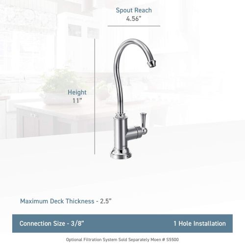  Moen S5510 Sip Traditional One-Handle High Arc Beverage Faucet, Chrome