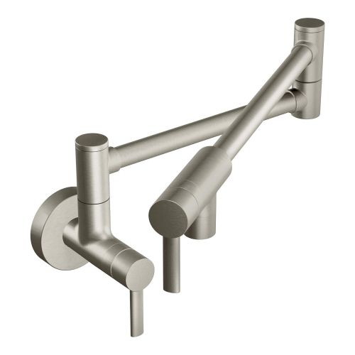  Moen S665SRS Modern Wall Mount Swing Arm Folding Pot Filler Kitchen Faucet, Spot Resist Stainless