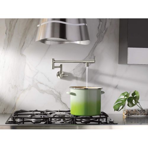  Moen S665SRS Modern Wall Mount Swing Arm Folding Pot Filler Kitchen Faucet, Spot Resist Stainless