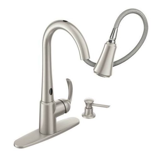  Moen 87359E2SRS Delaney Motion Sense One-Handle High Arc Pulldown Kitchen Faucet Spot Resist Stainless