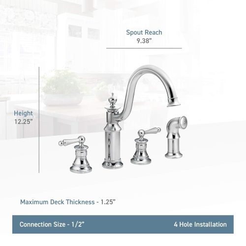  Moen S712SRS Waterhill Two-Handle High Arc Kitchen Faucet, Spot Resist Stainless