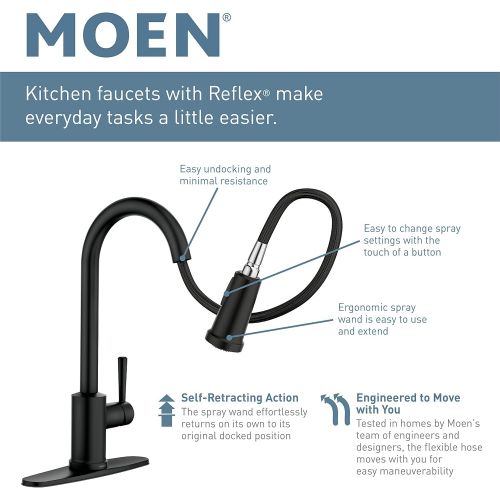  Moen 7295C Brantford One-Handle Pullout Kitchen Faucet Featuring Power Clean and Reflex, Chrome