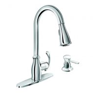 Moen 87910 Pullout Spray High-Arc Kitchen Faucet with Soap Dispenser from the Kipton Collection, Chrome