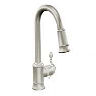 Moen 7615SRS Woodmere One-Handle High-Arc Pulldown Kitchen Faucet Featuring Reflex, Spot Resist Stainless
