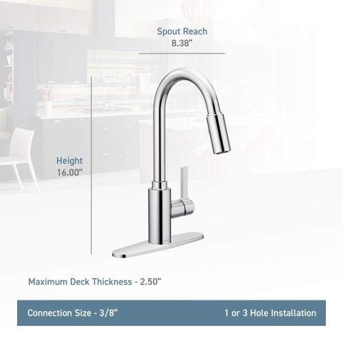  Moen 7882BL Genta One-Handle High Arc Kitchen Faucet, Matte Black