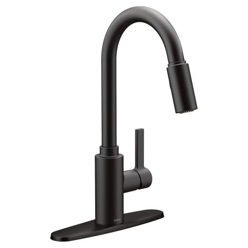  Moen 7882BL Genta One-Handle High Arc Kitchen Faucet, Matte Black