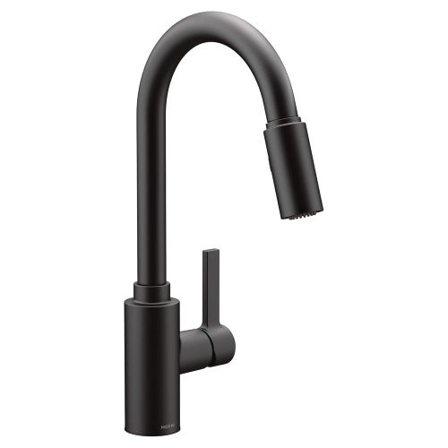  Moen 7882BL Genta One-Handle High Arc Kitchen Faucet, Matte Black