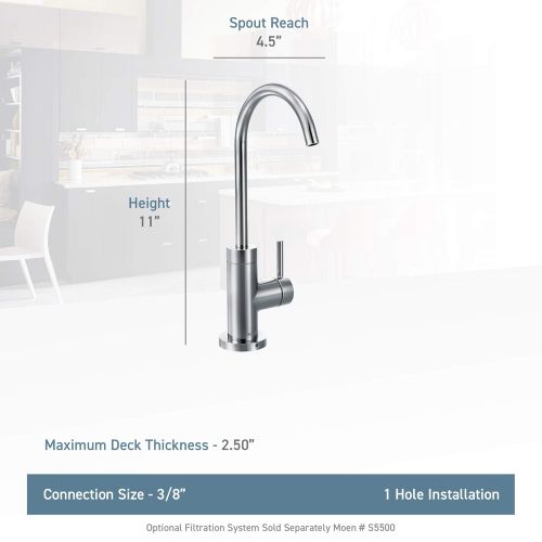  Moen S5530SRS Sip Modern One-Handle High-Arc Beverage Faucet, Spot Resist Stainless