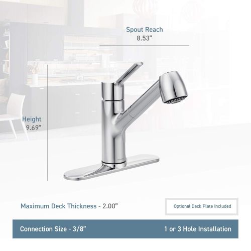  Moen 7585C Method One-Handle Pullout Kitchen Faucet, Chrome