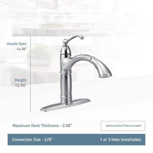  Moen 7295SRS Brantford One-Handle High-Arc Pullout Kitchen Faucet Featuring Reflex, Spot Resist Stainless