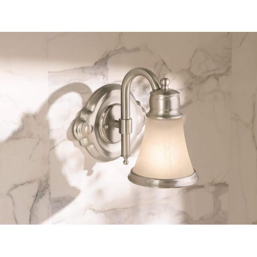  Moen YB9861BN Waterhill 1-Light Dual-Mount Bath Bathroom Vanity Fixture with Frosted Glass, Brushed Nickel