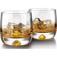 [아마존베스트]MOFADO Crystal Whiskey Glasses - Trendy/Curved - 11oz (Set of 2) - Hand Blown Crystal - Thick Weighted Bottom Rocks Glasses - Perfect for Scotch, Bourbon, Manhattans, Old Fashioned