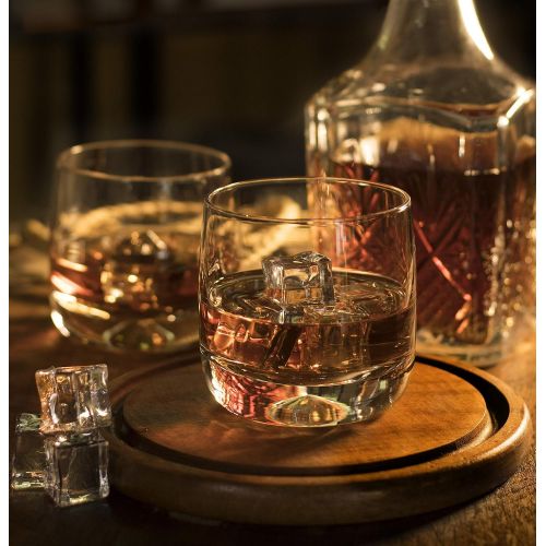  [아마존베스트]MOFADO Crystal Whiskey Glasses - Trendy/Curved - 11oz (Set of 2) - Hand Blown Crystal - Thick Weighted Bottom Rocks Glasses - Perfect for Scotch, Bourbon, Manhattans, Old Fashioned