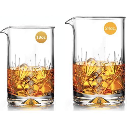  [아마존베스트]MOFADO Crystal Cocktail Mixing Glass - 18oz 550ml - Thick Weighted Bottom - Premium Seamless Design - Professional Quality