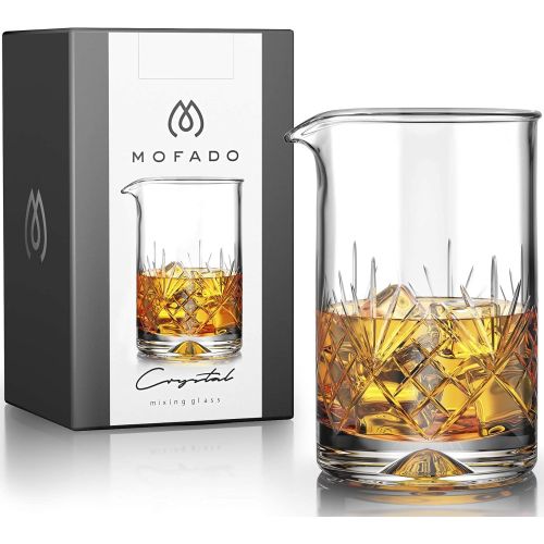  [아마존베스트]MOFADO Crystal Cocktail Mixing Glass - 18oz 550ml - Thick Weighted Bottom - Premium Seamless Design - Professional Quality