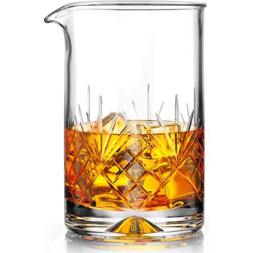  [아마존베스트]MOFADO Crystal Cocktail Mixing Glass - 18oz 550ml - Thick Weighted Bottom - Premium Seamless Design - Professional Quality