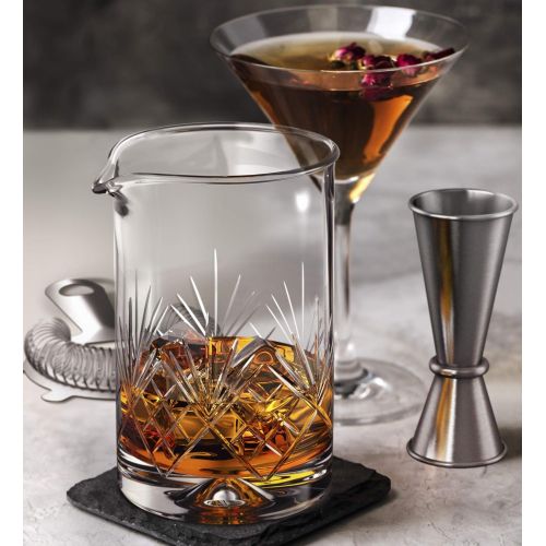  [아마존베스트]MOFADO Crystal Cocktail Mixing Glass - 18oz 550ml - Thick Weighted Bottom - Premium Seamless Design - Professional Quality