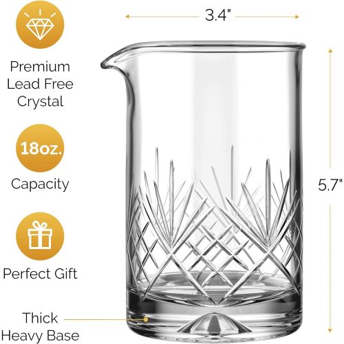  [아마존베스트]MOFADO Crystal Cocktail Mixing Glass - 18oz 550ml - Thick Weighted Bottom - Premium Seamless Design - Professional Quality