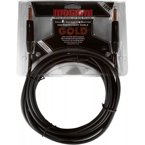  Mogami Gold INSTRUMENT-18 Guitar Instrument Cable, 1/4 TS Male Plugs, Gold Contacts, Straight Connectors, 18 Foot