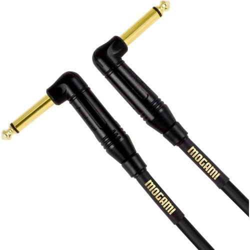  Mogami Gold INSTRUMENT-02RR Guitar Pedal Effects Instrument Cable, 1/4 TS Male Plugs, Gold Contacts, Right Angle Connectors, 2 Foot