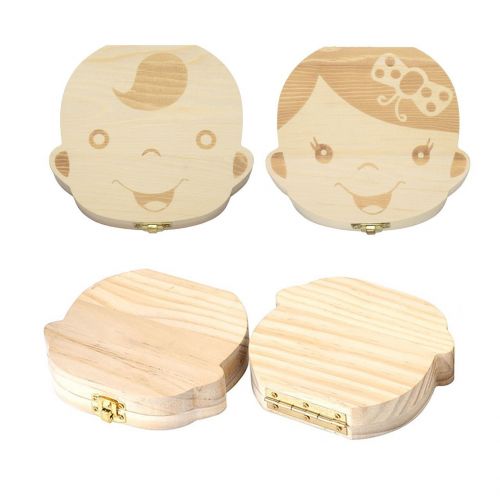  [아마존베스트]Mogoko Baby Teeth Keepsake Boxes Wooden Tooth Fairy Box, Child Kids Tooth Storage Holder Organizer(Boy, English; Customized Personalized Optional)
