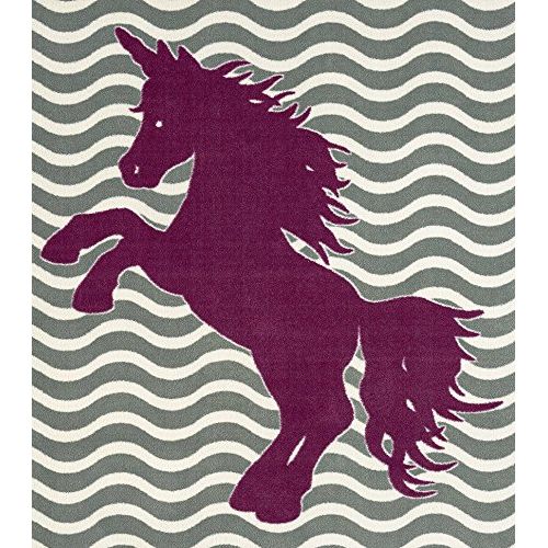  Mohawk Home 12393 235 060096 EC Aurora Majestic Unicorn Striped Printed Contemporary Kids Area Rug,5x8,Gray