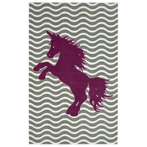  Mohawk Home 12393 235 060096 EC Aurora Majestic Unicorn Striped Printed Contemporary Kids Area Rug,5x8,Gray