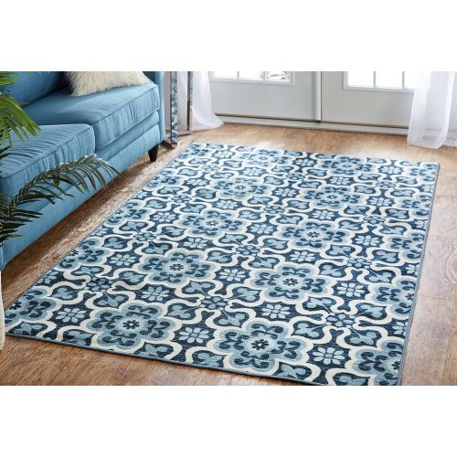  Mohawk Home Soho Marjorelle Gardens Floral Printed Area Rug, 5x8, Blue