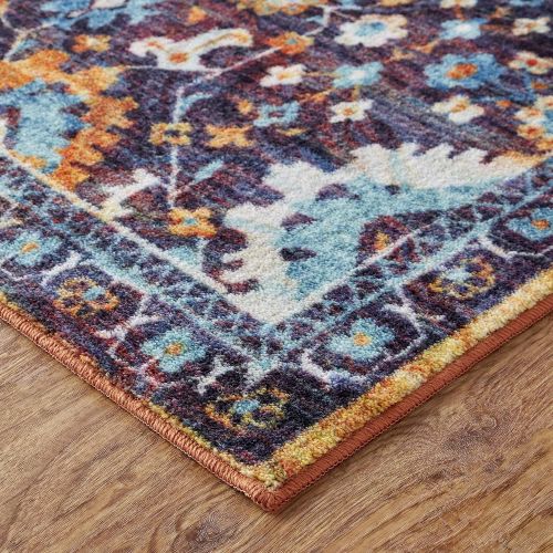  Mohawk Home Z0142 A416 060096 EC Prismatic Springfield Multicolored Boho Floral Precision Printed Area Rug, 5x8, Blue and Orange