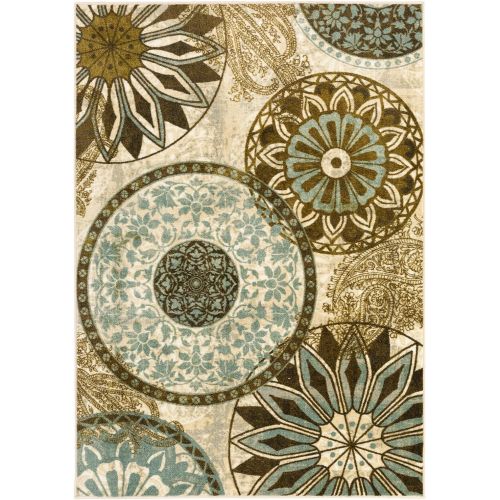 Mohawk Home New Wave Inspired India Light Medallion Printed Area Rug, 5x7, Light Multicolor
