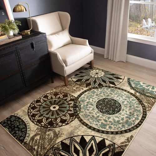  Mohawk Home New Wave Inspired India Light Medallion Printed Area Rug, 5x7, Light Multicolor