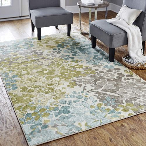  Mohawk Home Aurora Radiance Abstract Floral Printed Area Rug, 5x8, Aqua Multicolor