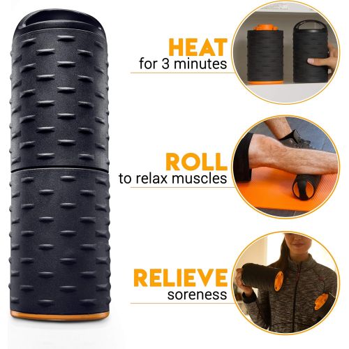  Moji Heated Roller  Heat Therapy  Dual Therapy Foam Roller  Targeted Muscle Relief  Relaxes Muscles and Relieves Soreness  Compact Design  Microwavable