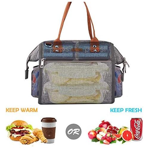 [아마존베스트]Mokaloo Insulated Lunch Bag, MOKALOO Large Capacity Lunch Tote Box With Removable Shoulder Strap, Multi-functional Reusable Thermal Snacks Cooler Bag for Men, Women
