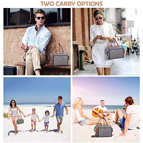  [아마존베스트]Mokaloo Insulated Lunch Bag, MOKALOO Large Capacity Lunch Tote Box With Removable Shoulder Strap, Multi-functional Reusable Thermal Snacks Cooler Bag for Men, Women