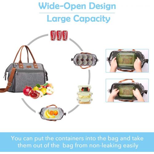  [아마존베스트]Mokaloo Insulated Lunch Bag, MOKALOO Large Capacity Lunch Tote Box With Removable Shoulder Strap, Multi-functional Reusable Thermal Snacks Cooler Bag for Men, Women