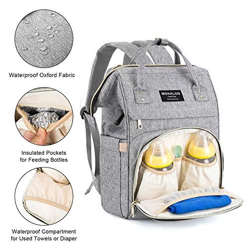  Diaper Bag Backpack, Mokaloo Large Baby Bag, Multi-functional Travel Back Pack, Anti-Water Maternity Nappy Bag Changing Bags with Insulated Pockets Stroller Straps and Built-in USB