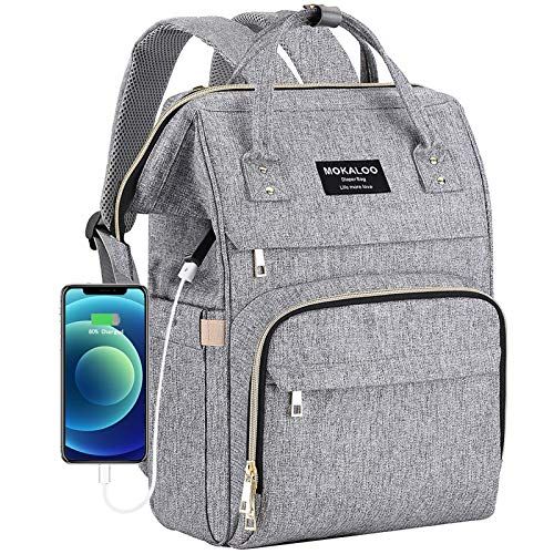  Diaper Bag Backpack, Mokaloo Large Baby Bag, Multi-functional Travel Back Pack, Anti-Water Maternity Nappy Bag Changing Bags with Insulated Pockets Stroller Straps and Built-in USB