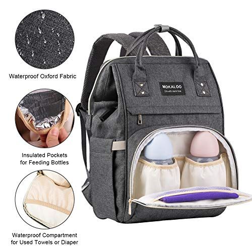  Diaper Bag Backpack, Mokaloo Large Baby Bag, Multi-functional Travel Back Pack, Anti-Water Maternity Nappy Bag Changing Bags with Insulated Pockets Stroller Straps and Built-in USB