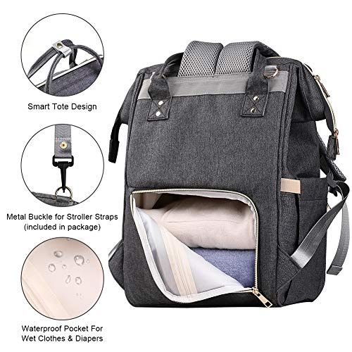  Diaper Bag Backpack, Mokaloo Large Baby Bag, Multi-functional Travel Back Pack, Anti-Water Maternity Nappy Bag Changing Bags with Insulated Pockets Stroller Straps and Built-in USB