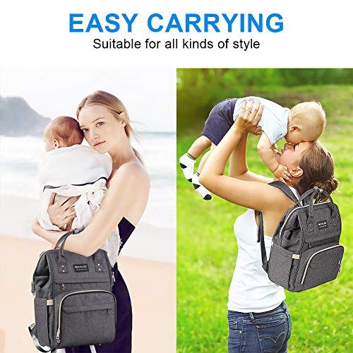  Diaper Bag Backpack, Mokaloo Large Baby Bag, Multi-functional Travel Back Pack, Anti-Water Maternity Nappy Bag Changing Bags with Insulated Pockets Stroller Straps and Built-in USB