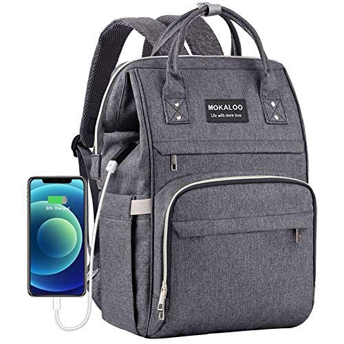  Diaper Bag Backpack, Mokaloo Large Baby Bag, Multi-functional Travel Back Pack, Anti-Water Maternity Nappy Bag Changing Bags with Insulated Pockets Stroller Straps and Built-in USB