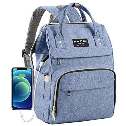  Diaper Bag Backpack, Mokaloo Large Baby Bag, Multi-functional Travel Back Pack, Anti-Water Maternity Nappy Bag Changing Bags with Insulated Pockets Stroller Straps and Built-in USB