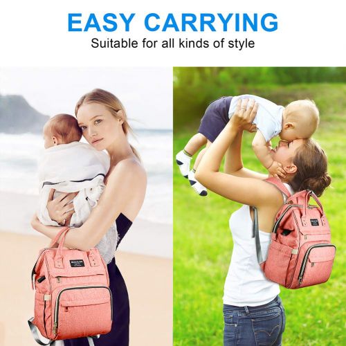  Diaper Bag Backpack, Mokaloo Large Baby Bag, Multi-functional Travel Back Pack, Anti-Water Maternity Nappy Bag Changing Bags with Insulated Pockets Stroller Straps and Built-in USB